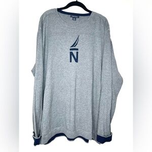 Mens Nautica Cotton Logo Sweater Size XXL Pullover Gray